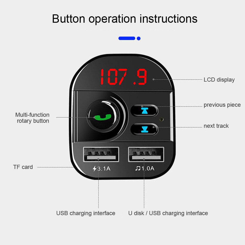 CARPRIE Bluetooth 4,2 MP3 Spieler Wagen Bausatz FM Sender unterstützung TF Karte U disk QC 2,0 3,1 EINE Schnelle Dual USB Ladegerät