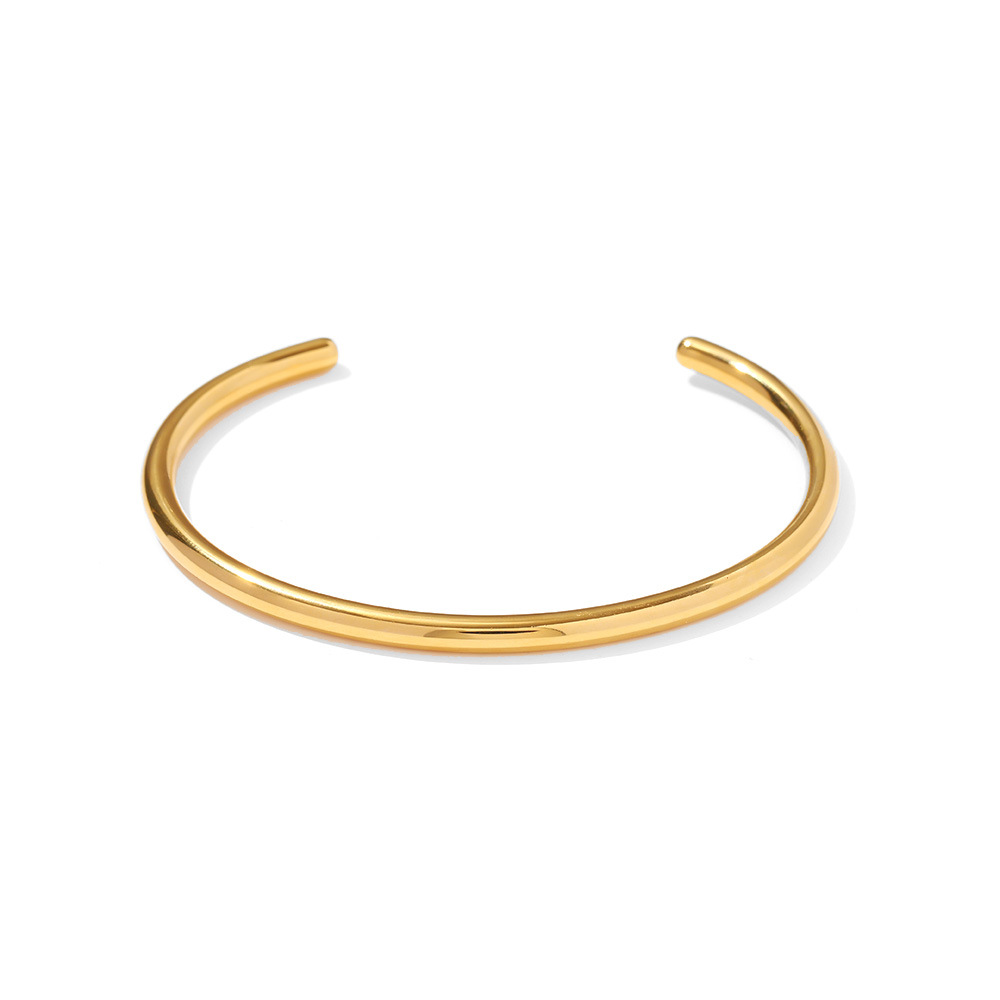 Stainless Steel Fashionable 18K Gold Plated Colorless Jewelry Hollow Bracelet Women's Chunky Bangles Bracelets: Imitation Rhodium Plated