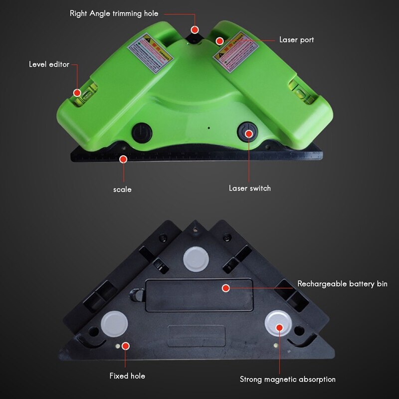 90 Degree Infrared Spirit Level Level Right Angle Measuring Tool House Decoration with Three Suction Cups