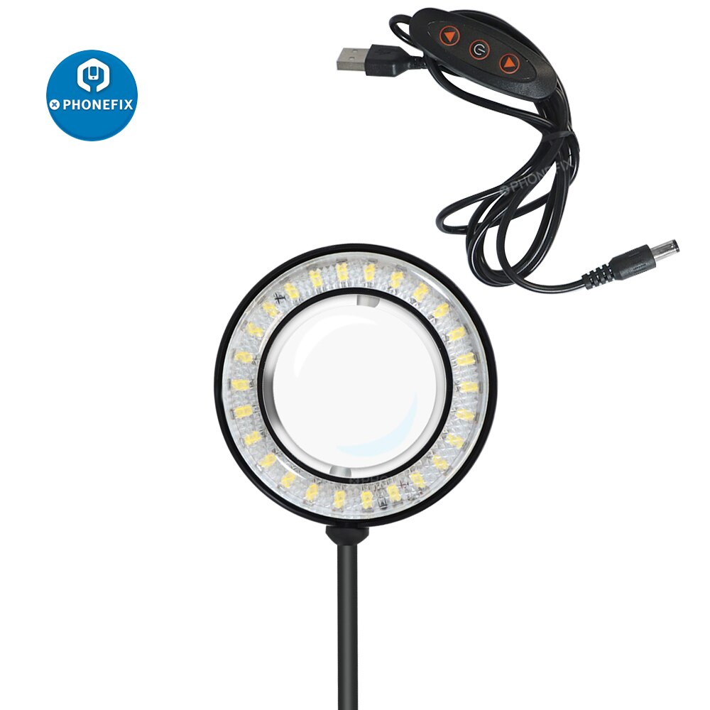 Adjustable 60 LED Ring Light 5V USB Illuminator Lamp for Industry Video Stereo Microscope Circle Light Lens Camera Light Source: Black