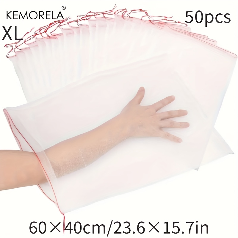 KEMORELA 50 pièces sacs de Protection contre les insectes aux fruits en maille blanche-couvercles Non tissés PP/TPE durables pour garder les insectes oiseaux-idéal pour les fruits: kaki foncé