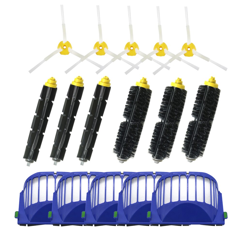 Blått aerovac filter+ set huvudborstsats + sidoborste för irobot roomba 600 series 620 630 650 660 byte av tillbehör: 2