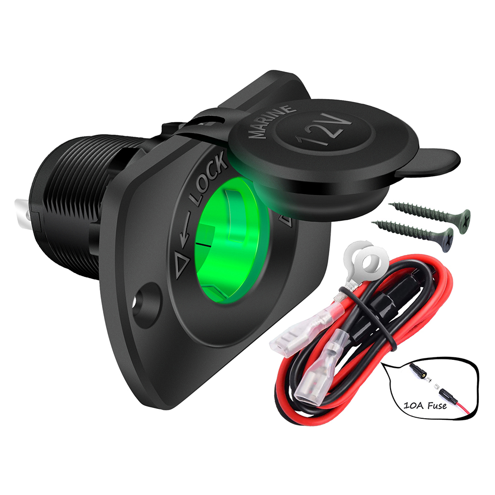 12 V Auto-Zigarettenanzünder-Buchse Femaile 12 Volt Steckdose Ersatz mit blauer LED wasserdicht für Stiefel Marine Motorrad: Grau