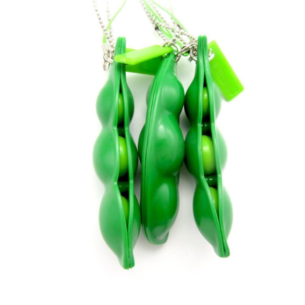 1 PC Einfach squeeze diejenigen peas direkt aus Spaß Bohnen Squishy Spielzeug Anhänger Anti Stress Ball Squeeze Lustige gadgets Spielzeug
