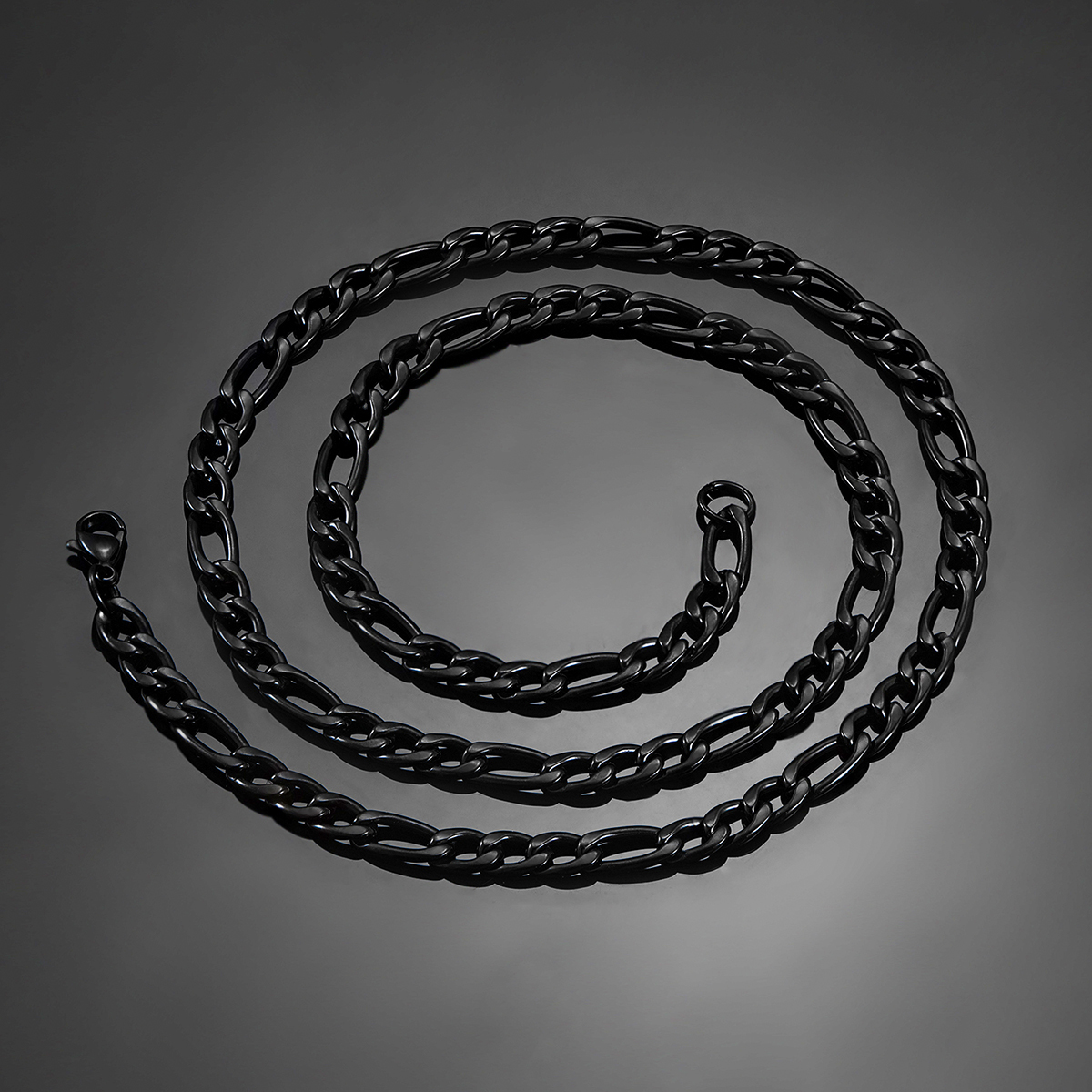Chaîne Figaro de couleur noire, épaisseur 3mm/4.5mm/6mm, lien en acier inoxydable, collier classique pour hommes et femmes, bijoux 16 à 40 pouces