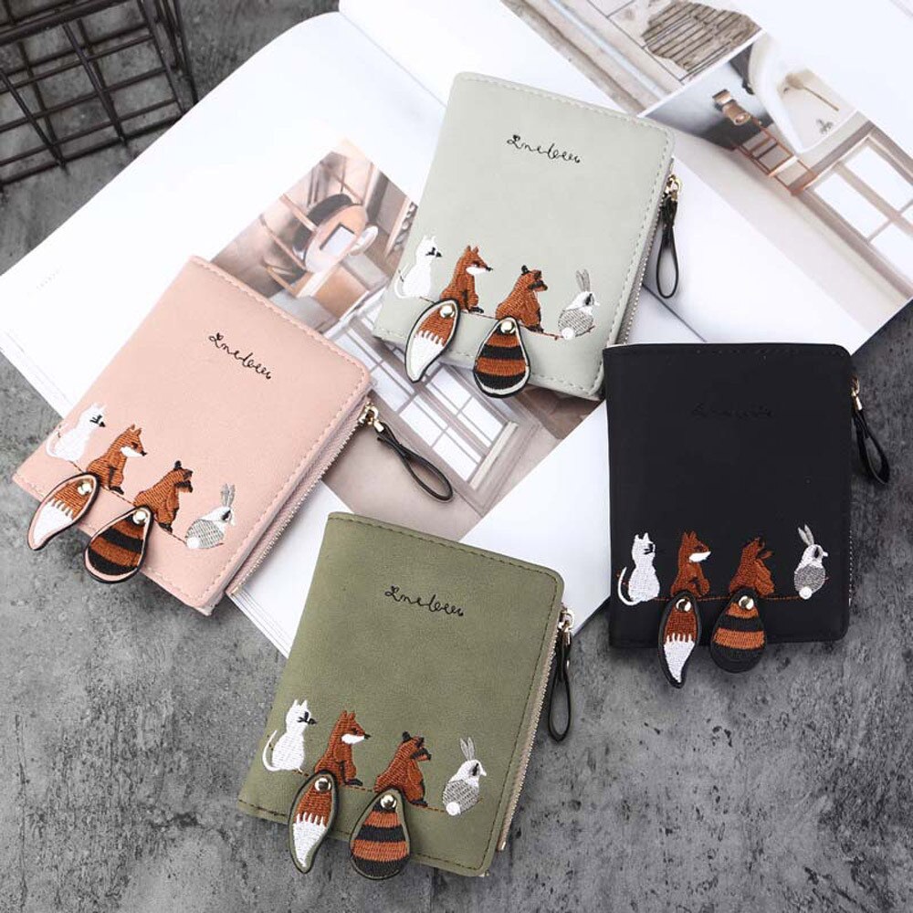 Xiniufashion dames portemonnee schattige cartoon dieren korte leren dames kleine portemonnee hasp rits kinderportemonnee kaarthouder  #3