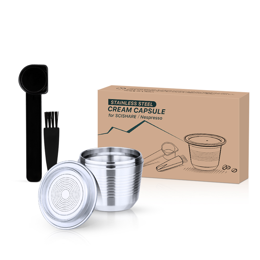 Espresso Capsulas De Cafe Recargables for Nespresso Stainless Steel Square Hole Refillable Capsule for Scishare Reusable Pods: 1 capsule