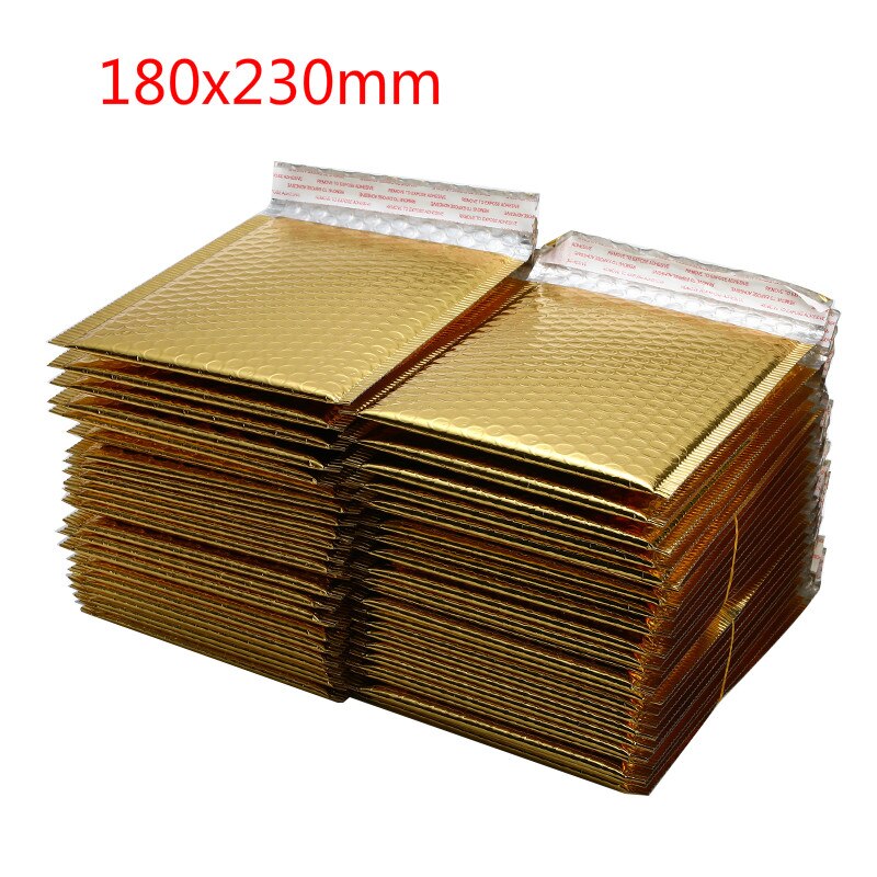 50 Stks/partij Verschillende Specificaties Gold Plating Papier Bubble Enveloppen Tassen Mailers Padded Envelop Bubble Mailing Zak: 180x230mm gold
