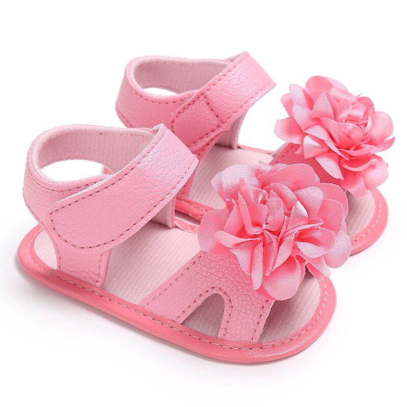 Sandalias para niña bebé, zapatos de verano para bebé, sandalias de algodón para recién nacido con flores para bebé, zapatos de de verano para niña bebé: Rosa / 0-6 meses