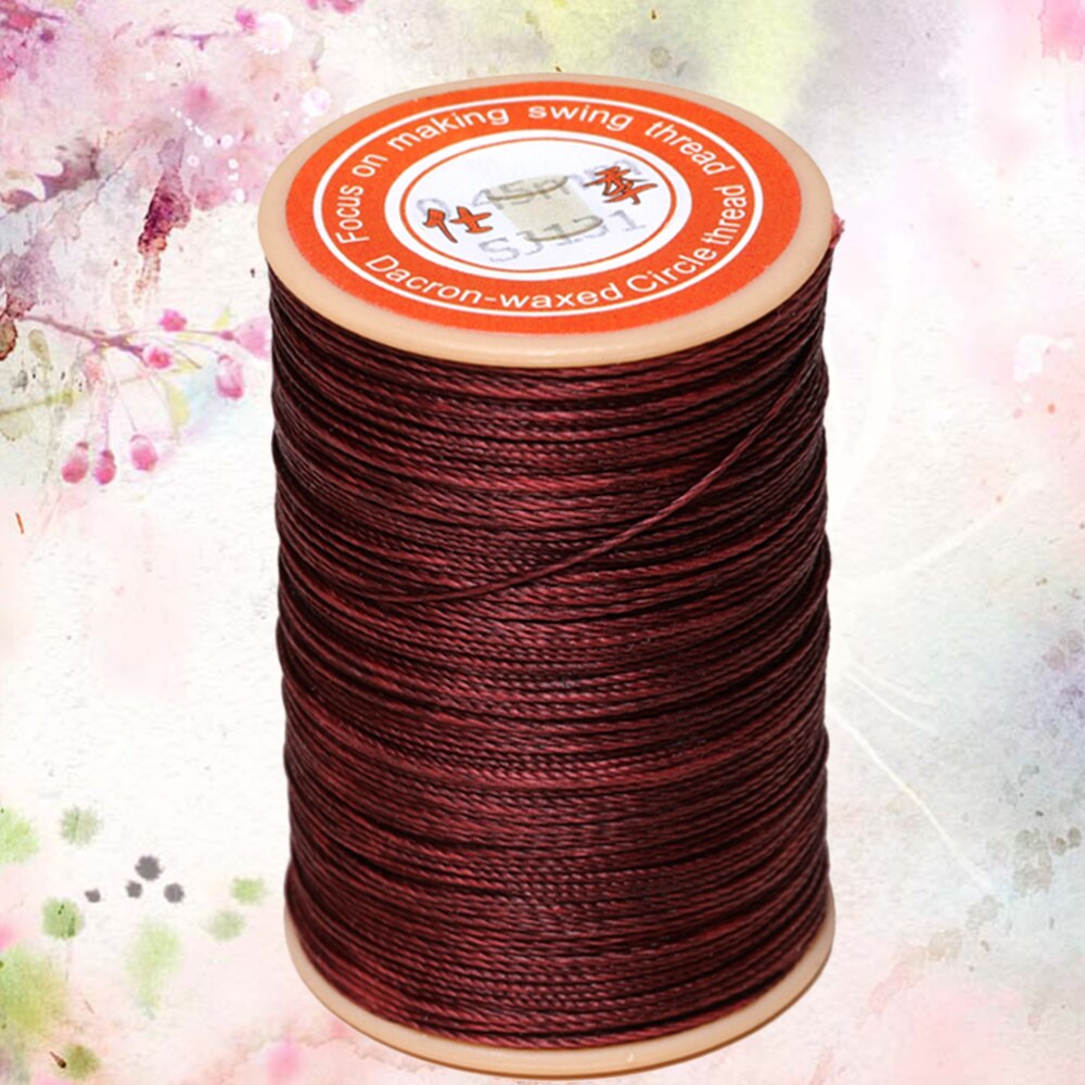 1PC 0.45mm Round Waxed Thread Leather Sewing Thread Hand Stitching Thread for Craft DIY (White): Red brown - 131