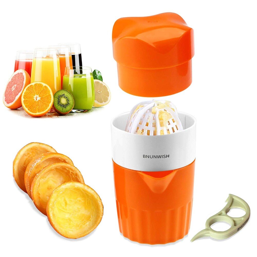 Potable Hand Juicer Citrus Orange Squeezer Manual Lid Rotation Press Reamer Lemon Fruit Juicer Squeezes with Strainer Container