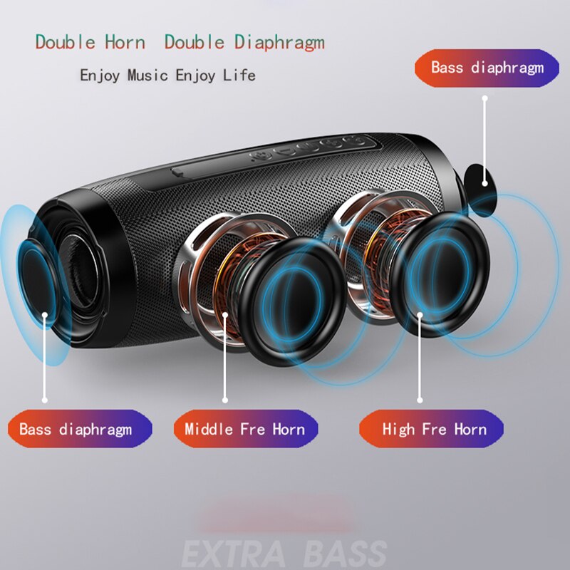 Portable Speakers Bluetooth Column Wireless Bluetooth Speaker Powerful High BoomBox Outdoor Bass HIFI TF FM Radio with LED Light