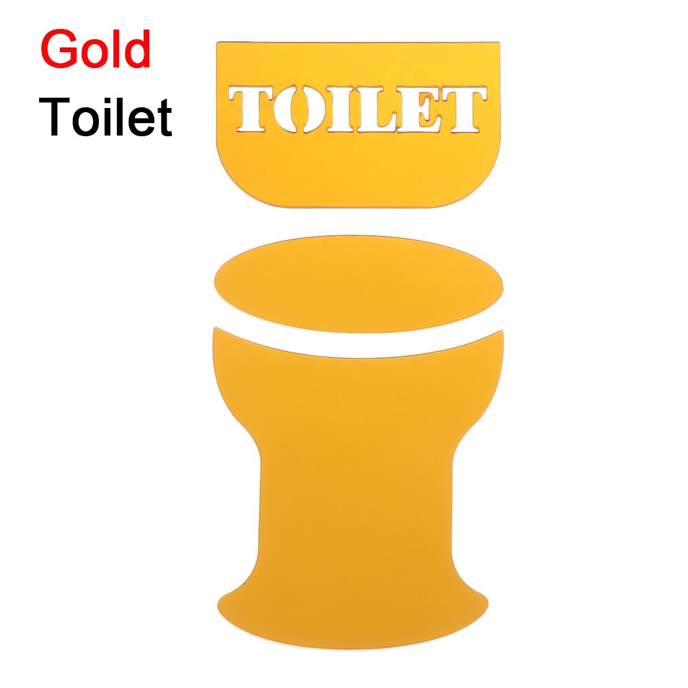 salle de bain décoration hôtel bureau anglais lettre Plaque porte signe Closestool forme WC/toilette miroir autocollants: gold   Toilet