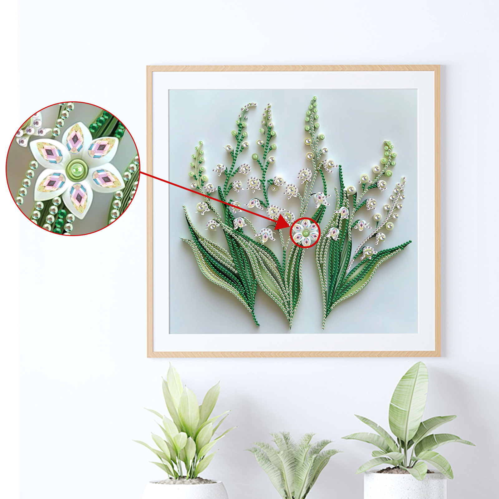 Diamantmalingssett til voksne, diy-blomster diamantkunstsett med spesielle tidligere til nybegynnere til veggdekorasjon i hjemmet