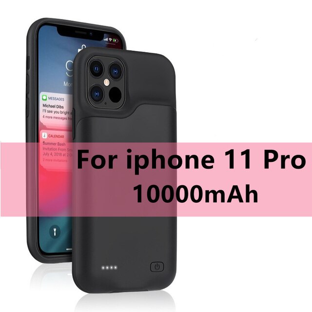 10000mAh Battery Charger Case For iPhone 11 12 Pro Max for iPhone 6 6S 7 8 Plus 7p 8p XR X S MAX SE 2 Power Bank Charging Cover: Black For i11 Pro