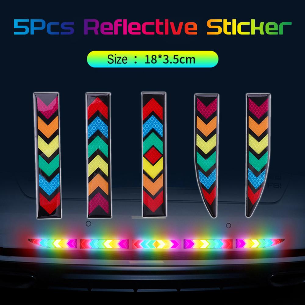5 Pcs Universele Auto Reflecterende Sticker Waarschuwing Tape Strip Nano Tape Voor Auto Kofferbak Rijden Anti-Collision Auto Veiligheid tape