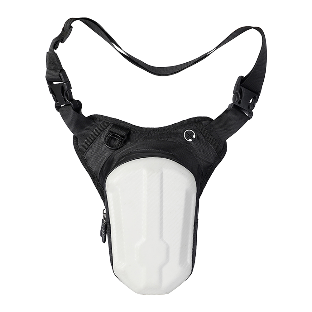 Sac latéral de jambe de moto, coque rigide, sac de jambe de moto, étanche, multifonctionnel, sac à main pour téléphone portable, accessoires d'équitation: WHITE