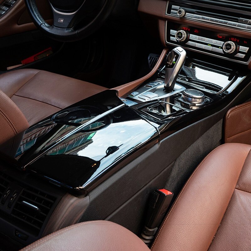 Czarny błyszczący środek samochodu podłokietnik osłona panelu ramka dla-BMW serii 5 F10 F18 520 525 523 528Li 2011-2017 samochodów stylizacji