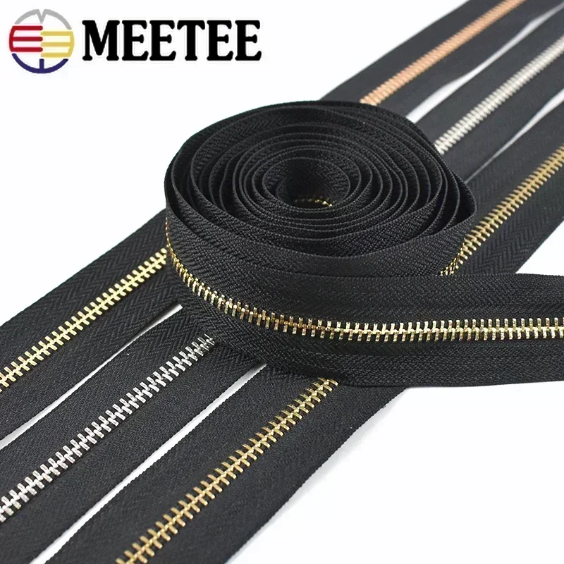 1/2/5 meter 3 # 5 # Metalen ritsen Tapes voor tas Kleding Rits Jas Zwarte ritssluiting per meter Ritsen Reparatieset DIY Naaiaccessoires