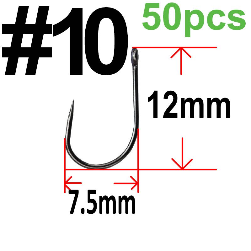 50 pcs Non-barb barbless Circle Carp Fishing Hooks with Hole Size 2 4 6 8 10 12 fishhook Single Hook: PURPLE