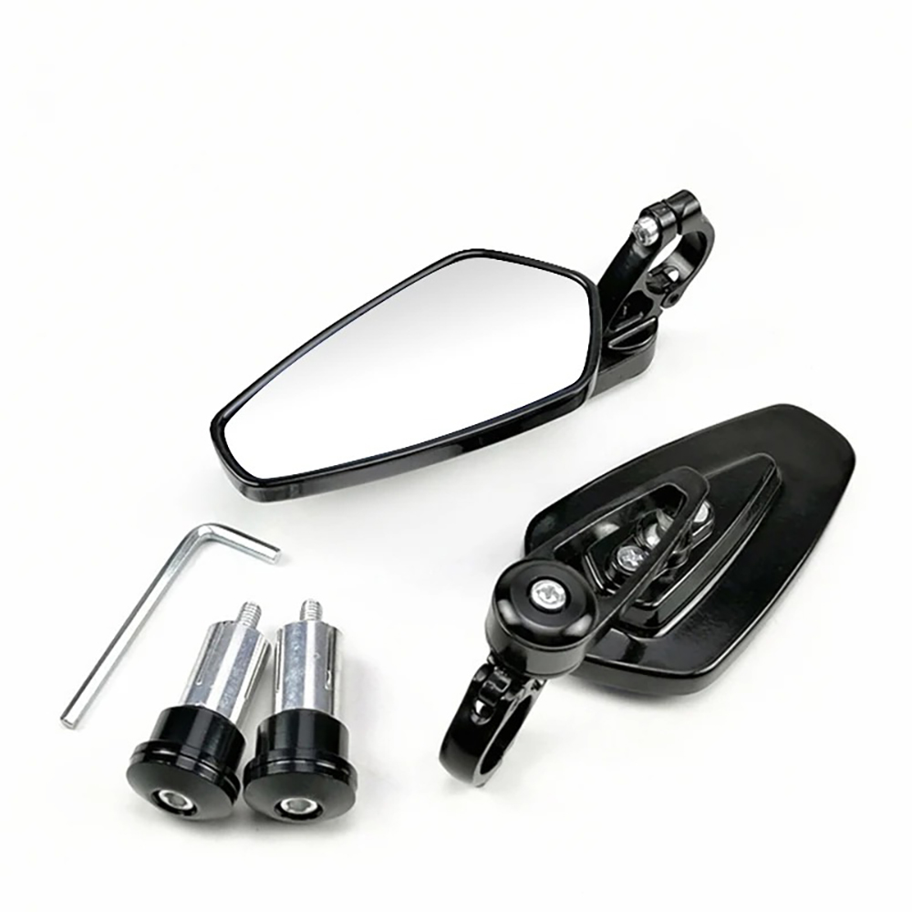 1 Pair 7/8" 22mm Motorcycle Aluminum Bar End Side Rearview Mirror Universal Motorbike Bike Handlebar Rear View Mirrors: Default Title