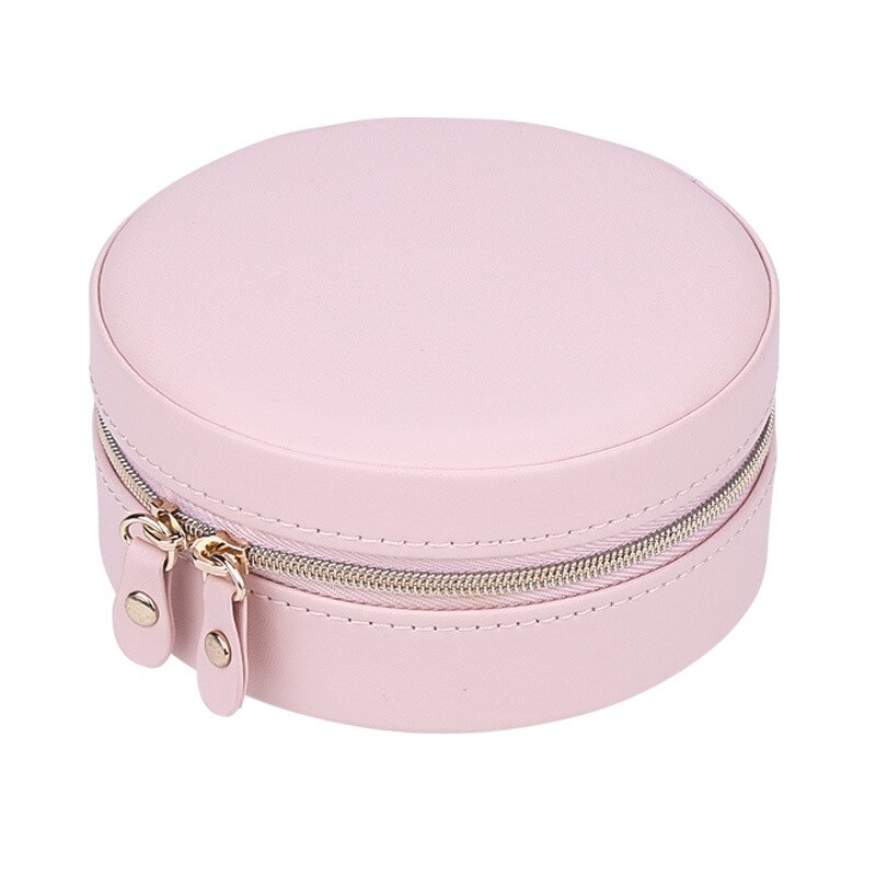 Portatile Contenitore di Monili Organizzatore di Cuoio DELL'UNITÀ di elaborazione Dei Monili Anello Orecchino Scatole di Immagazzinaggio di Imballaggio Display Case Organizer per la Casa di Viaggio: Pink 3