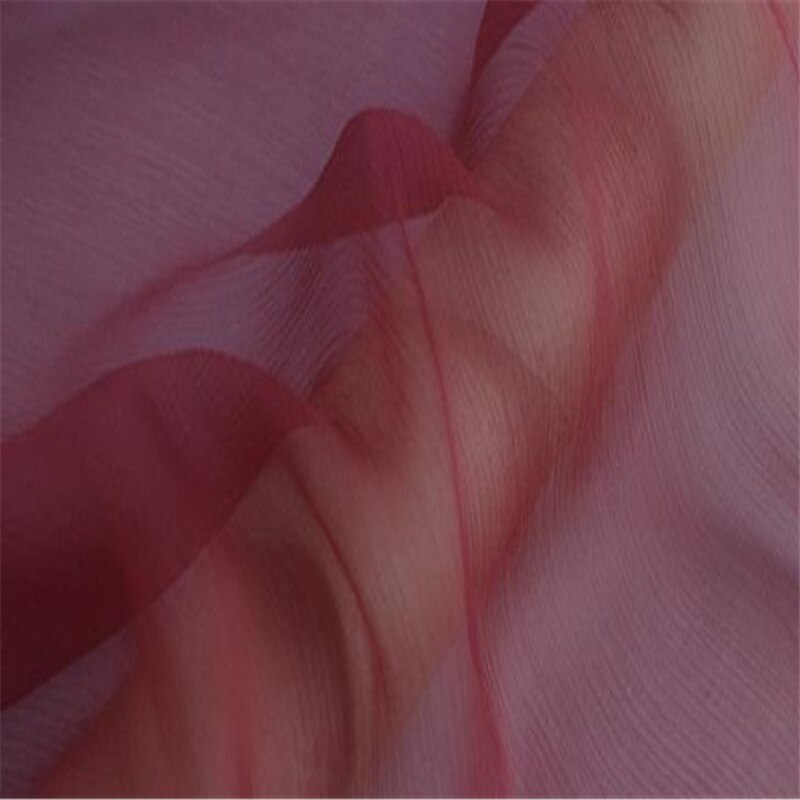 Tissu en mousseline de soie froissée , 5.5 m/m, 140cm, 54 pouces, crêpe Georgette de soie pour foulard: 9 wine red