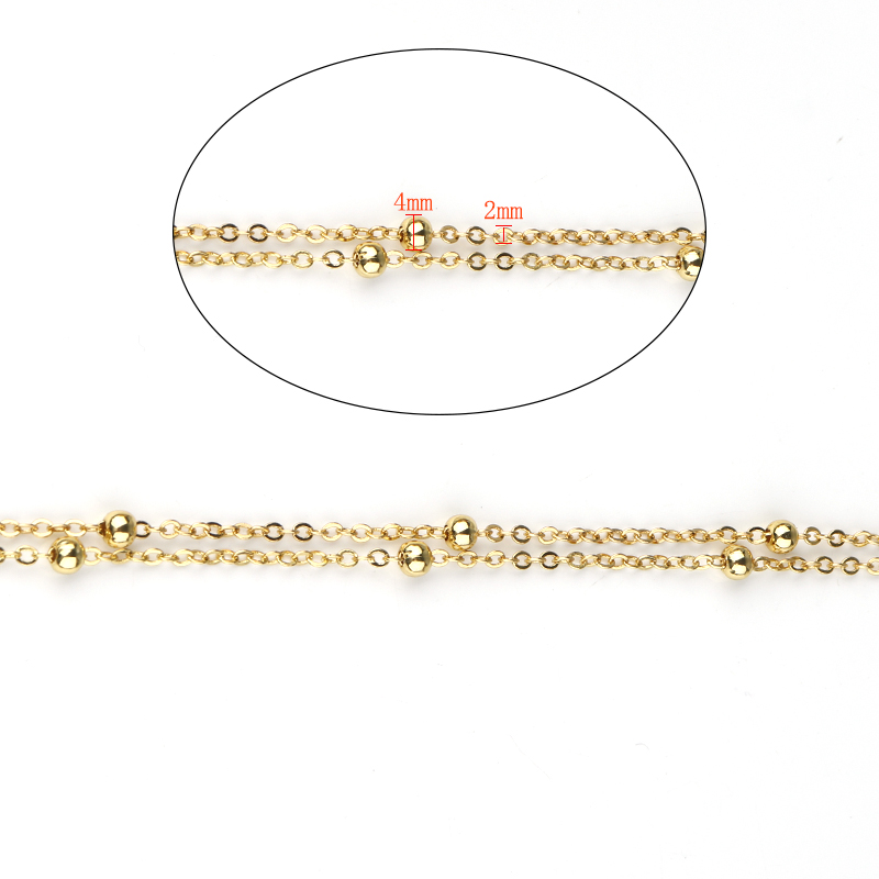 10 metros/rollo de cadena cruzada con cuentas de Metal, cuentas de 4mm, cadenas planas O para hacer joyería DIY, collares, pulseras, tobilleras, accesorios