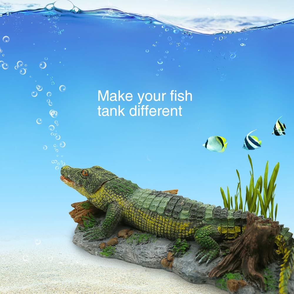 Artificial Resin Crocodile Fish Tank Landscape Aquarium Aerator Oxygen Pump Air Stone Bubble Air Pump Crocodile Tank Ornament
