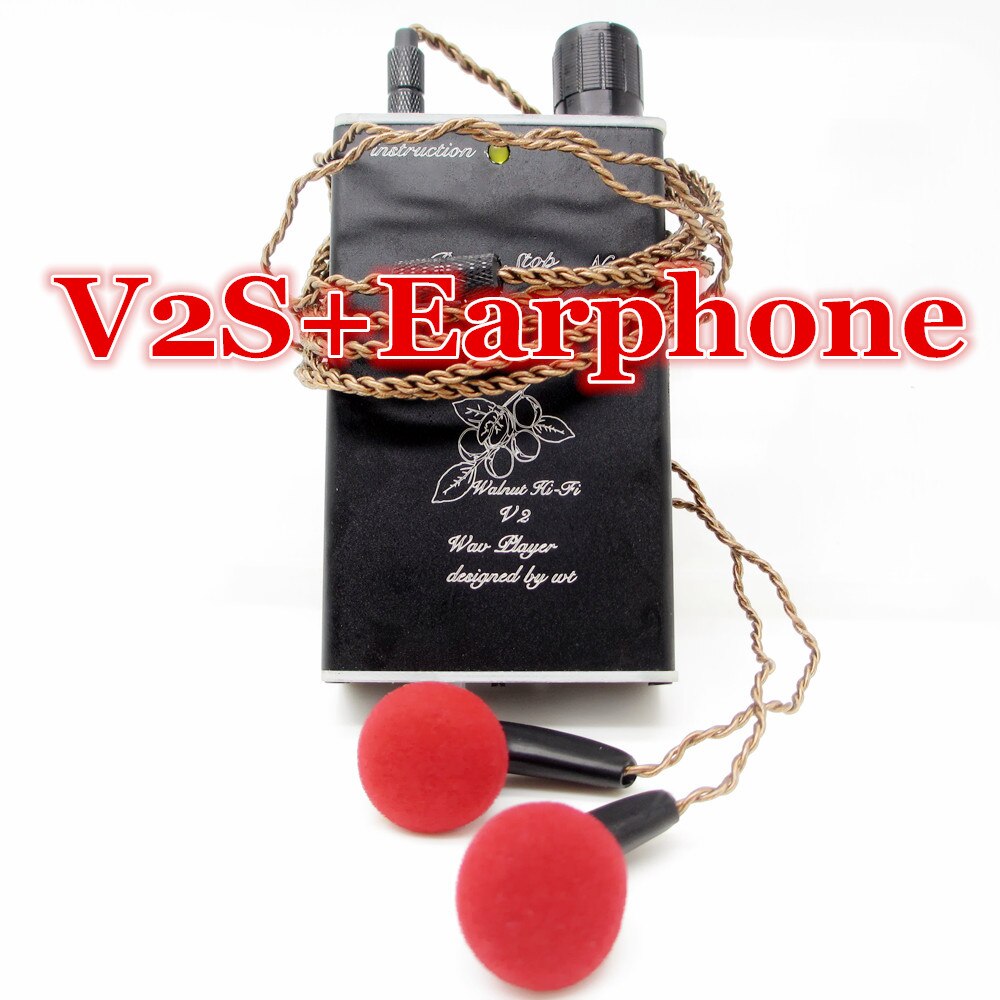 FENGRU DIY Walnut V2S MP3 Lossless Music MP3 HiFi Music Player Support 32GB TF Card Expansion and Support Headphone Amplifier: V2S With Earphone