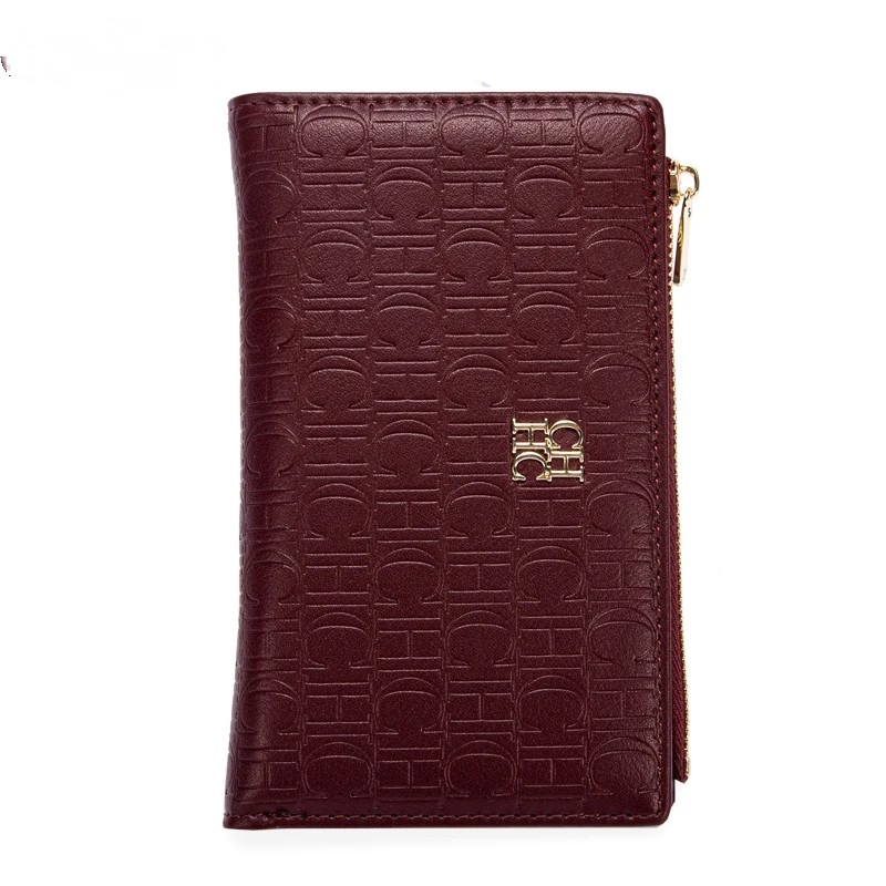 CHCH Einfache quadratische kurze Geldbörse für Damen, kleine Geldbörse, Damen-Geldbörse, Münze, Deluxe-Beutel, Geldbörse, Kartenclip, tragbare Tasche: Burgunderrot