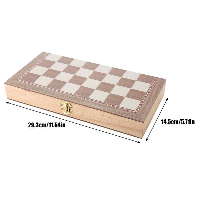 3 In 1 Houten Schaakspel Set Backgammon Checkers Vouwen Houten Schaakbord Indoor Reizen Schaken Stukken Hout Schaakstuk
