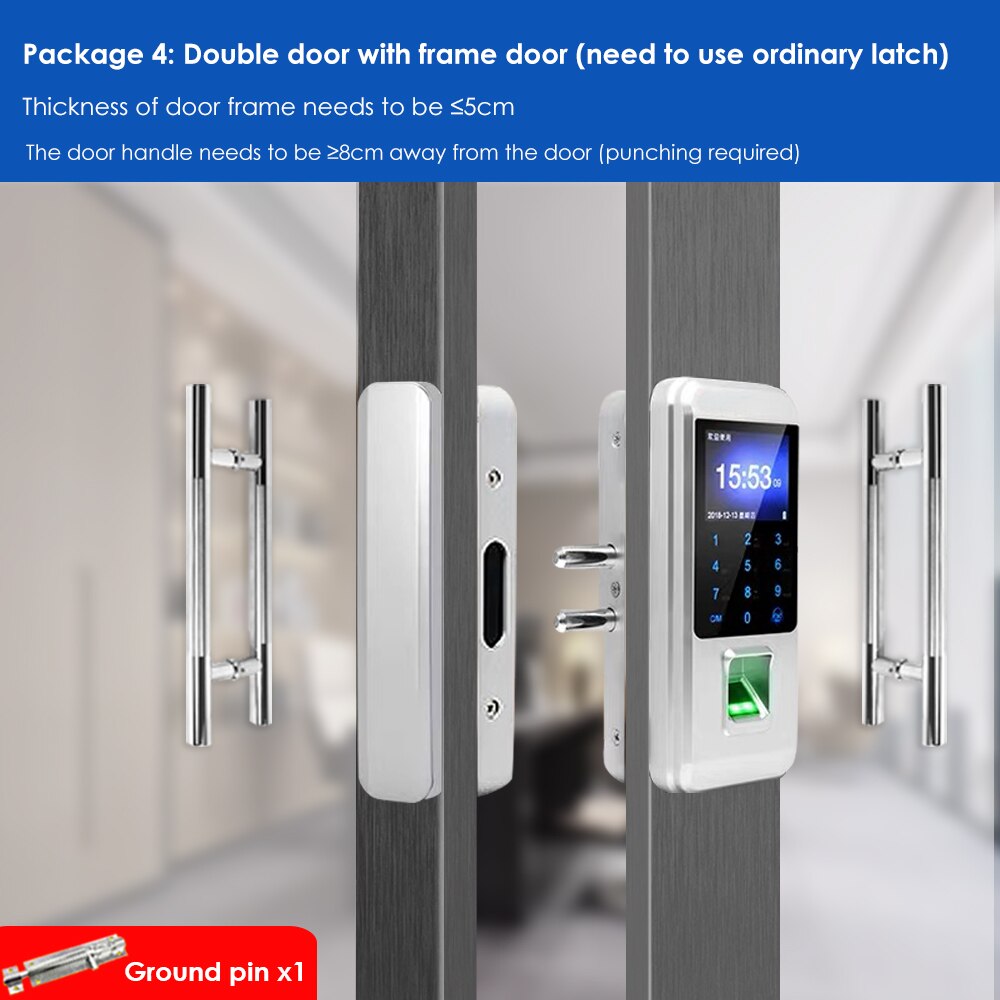 Fingerprint electronic door lock Office single/double door password lock fingerprint touch lock access control system: Dazzling silver4