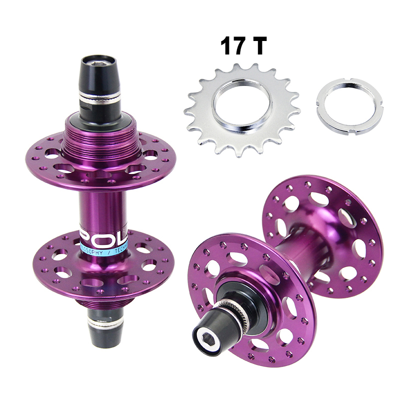POLSO 20H 24H 32H Fixed Gear Hub Track Bike Aluminum Alloy Axle Cycling Hubs with 17T Cog: black
