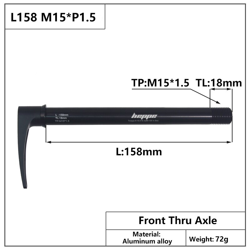 HEPPE Fahrrad Thru Achse Vorne Gabel Welle Spieß 15x 100 15x110 MTB Rennrad schnell Freisetzung M15xP 1,5 gewinde Tonhöhe Fahrrad Teile: L158 M14x1.5 TL18
