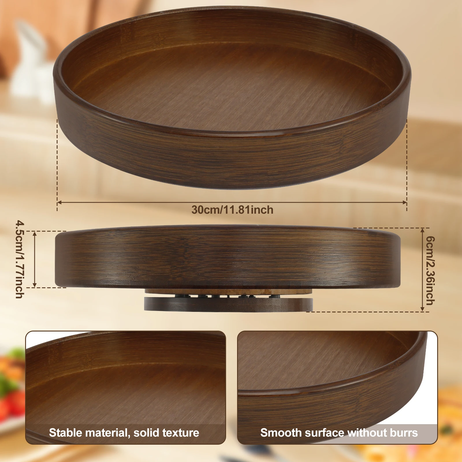Organizador de madera Lazy Susan, contenedor giratorio redondo Lazy Susan para armario, despensa, encimera de cocina, refrigerador, despensa de especias