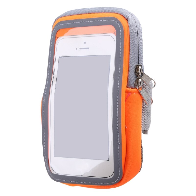 N0HA-funda de teléfono móvil impermeable para deportes al aire libre, bolsa de brazo con pantalla táctil, Universal, para correr y trotar: Orange large