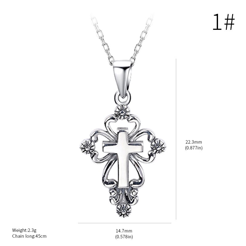 Diverse Mode Kruis Hanger Ketting Voor Vrouwen 925 Sterling Zilveren Religieuze Sieraden Oude 18K Goud Huwelijksgeschenken Diamanten: Silver necklace 1