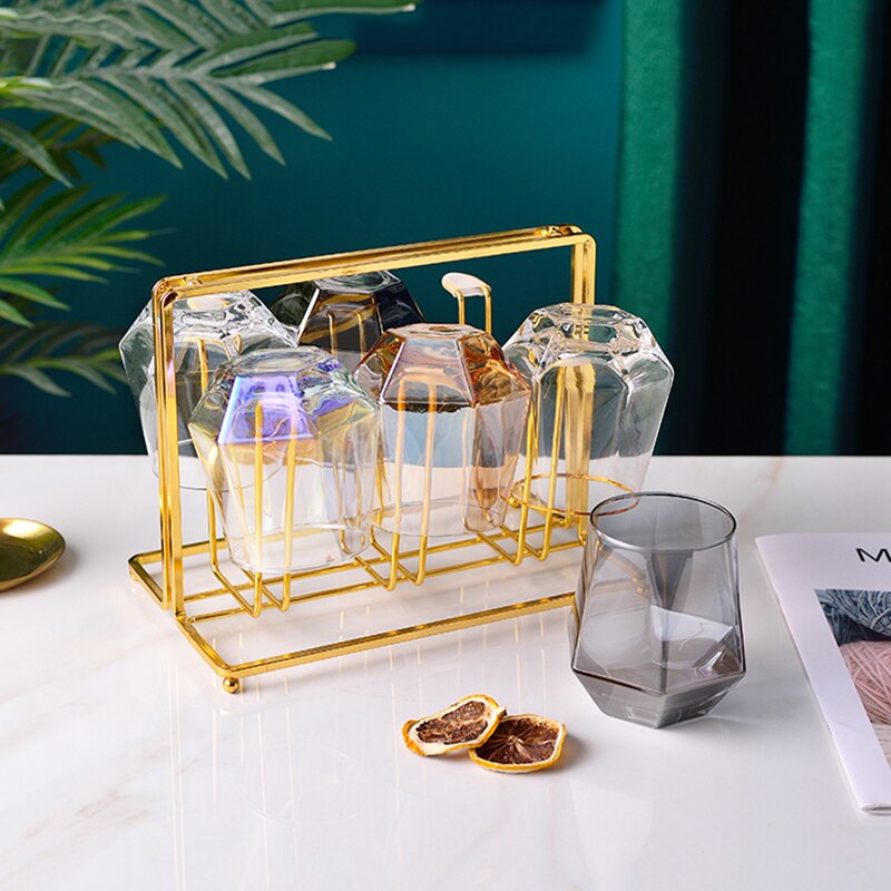 Copas De vino De japonesas De colores geométricos, vasos creativos De Cristal con borde dorado, vasos De vidrio Juic Wisky, vasos De Cristal De Lujo