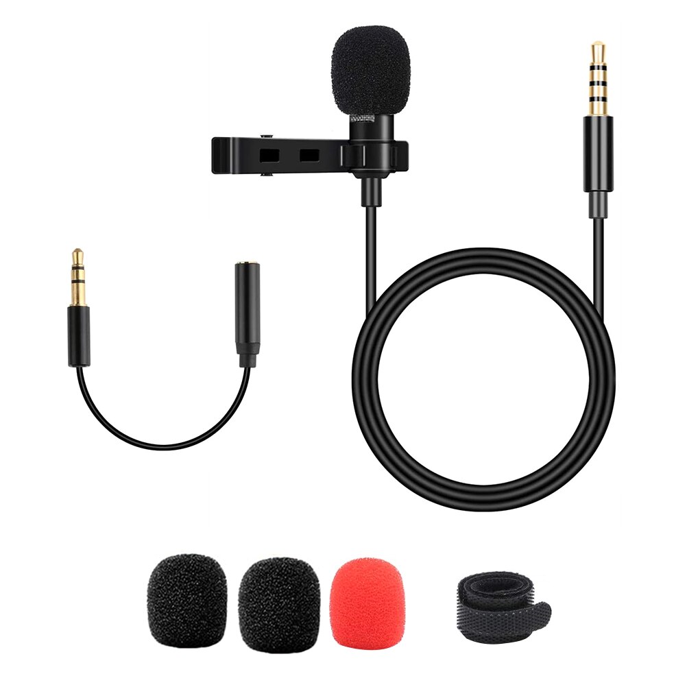 1 Set Lavalier Mic Clip-on Mini Lapel Mic for PC Phone Computer