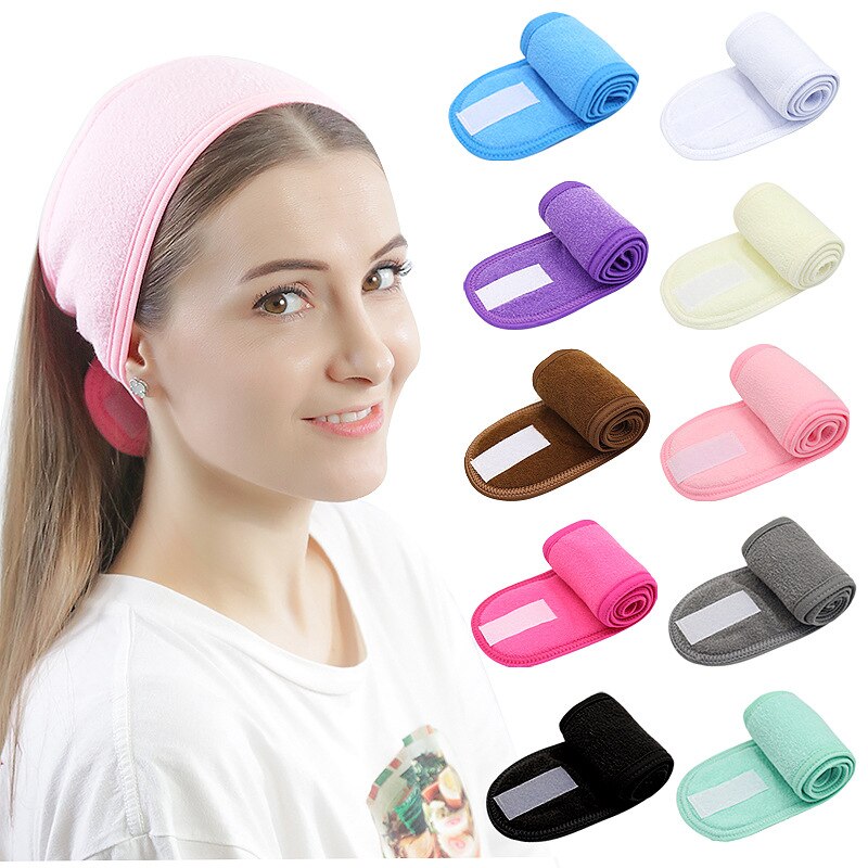 1PC Women Adjustable Hairband Makeup Toweling Hair Wrap Head Band Stretch Salon SPA Facial Headband Hair Accessories Shower Cap