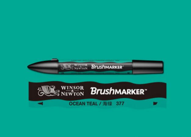 Winsor & Newton Brushmarker Marker Pennen Kwast Alcohol Gebaseerde Snelle Droge Blauw Groen Tones: Ocean Teal