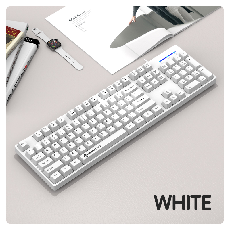 104 toetsen Bedraad gamingtoetsenbord Ergonomie Spatwater Kleurrijk ABS Slijtvaste keycaps Toetsenborden met technologie Lichtsleutel: WHITE