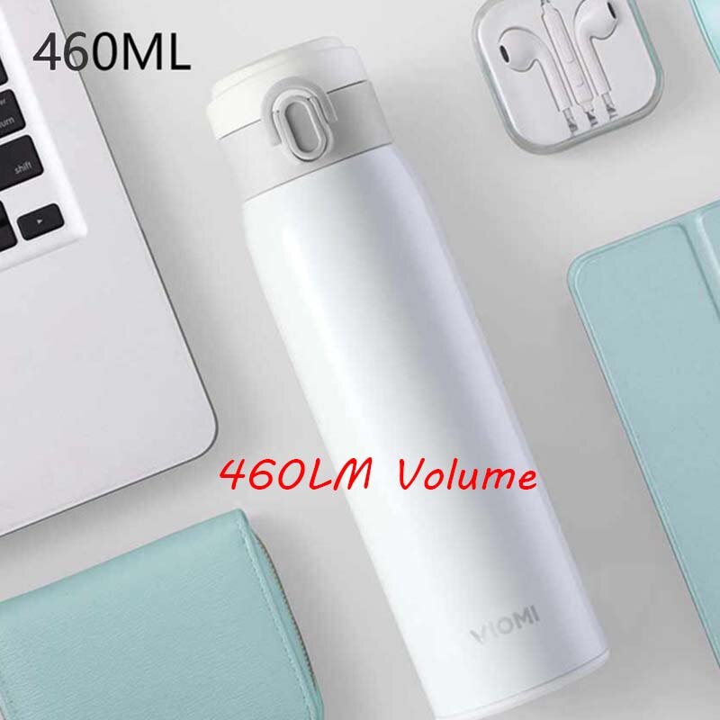Xiaomi Mi Mijia VIOMI Stainless Steel Vacuum Thermos mi Cup 24 Hours Flask Water Smart Bottle Thermos Single Hand ON: Large white