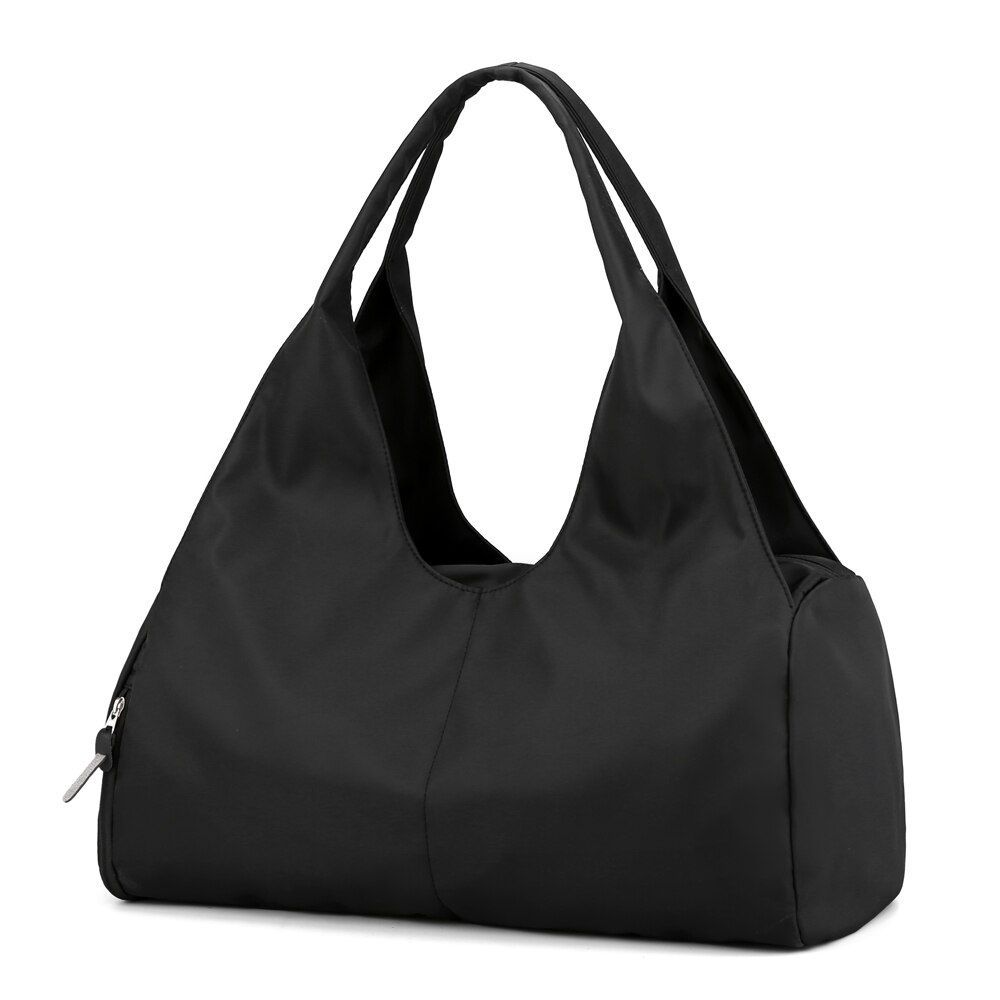 Nylon handväskor skuldra kvinnor resväskor weekend duffle bag vattentät multifunktionell stor organizer sportväska: Svart