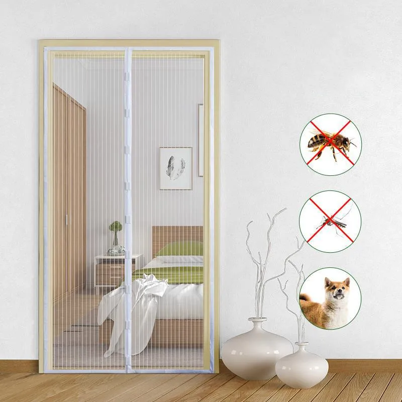 Magnetisk dør myggenet anti-flue insekt automatisk lukning usynlig net skærm stansefri vinduesgardin: 3*1.4 / Beige