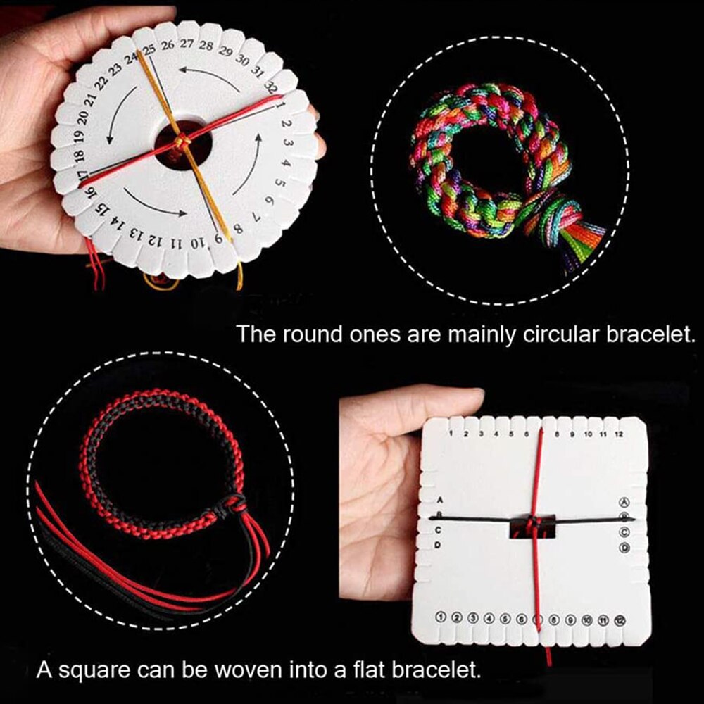 Braiding Disk Round Square Kumihimo Beading Cord Disc Braiding Braided Plate DIY Bracelet Loom Weaving Board Craft Tools