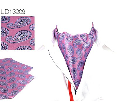 Män vintage prickigt bröllop formell kravat ascot scrunch själv brittisk stil gentleman siden hals slips lyx: Ld13209