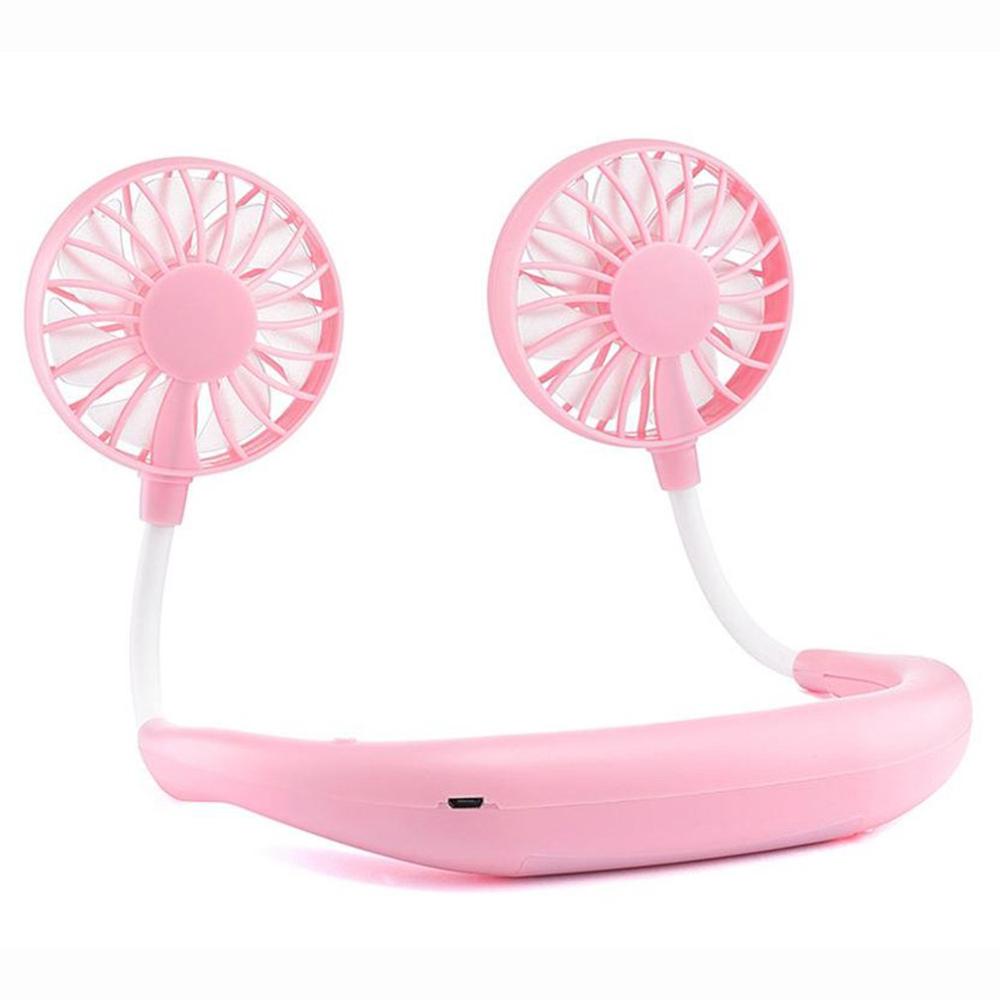 Small Neck Band Portable Mini Air Fan With Dual Fan USB rechargeable Cooler Fan Lazy Fan