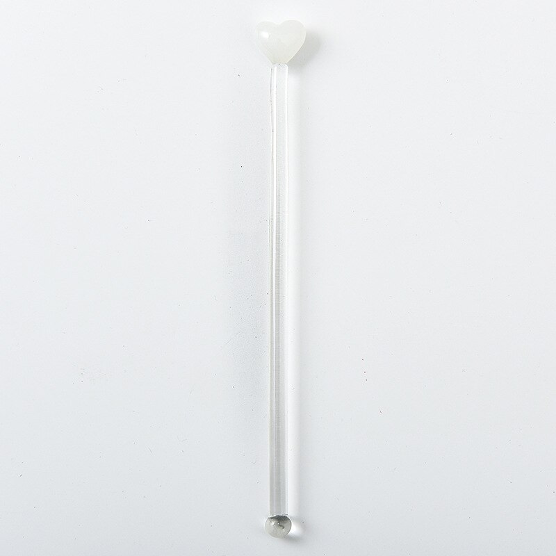 Cocktail Mixed-drink Stirring Stick Love Painted Glass Stirring Stick Cute Long Handle Juice Coffee Extension Spoon: white